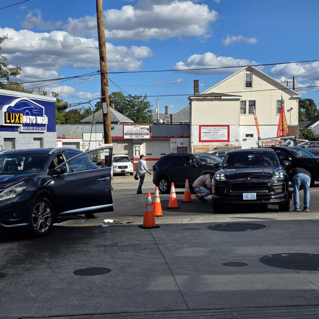 Car Wash in Progress at LUXE Auto Wash